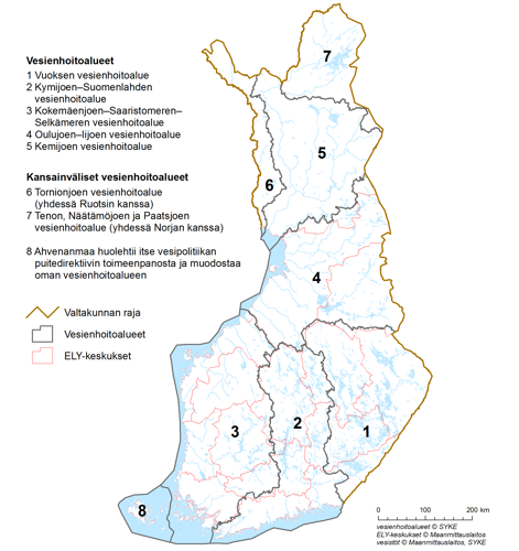 Kartta - vesienhoitoalueet