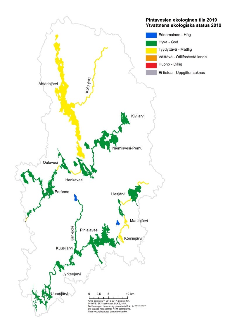 Ähtärin ja Pihlajaveden reitin vesimuodostumista on suuri osa hyvässä ekologisessa tilassa. Kaksi vesimuodostumaa on erinomaisessa ekologisessa tilassa.