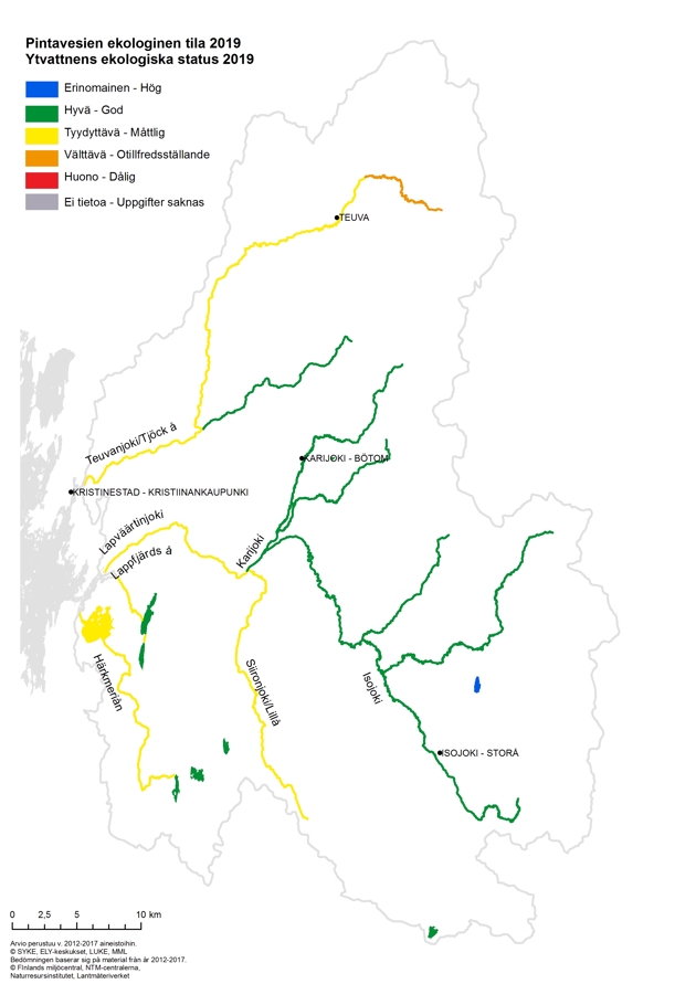 I Storå-Lappfjärds ås och Tjöck ås planeringsområde har en vattenförekomst hög status och 13 vattenförekomster är av god status. Största delen av dessa ligger i källområden.